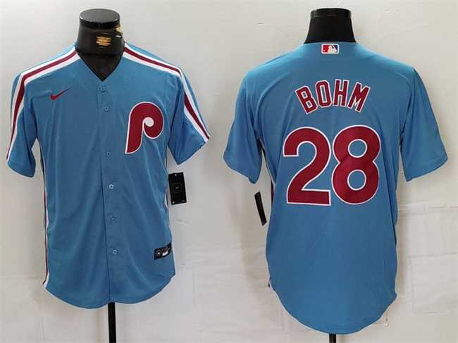 Mens Philadelphia Phillies #28 Alec Bohm Blue Cool Base Stitched Jersey->philadelphia phillies->MLB Jersey